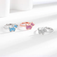 Hot Sale Shining Zircon-inlaid Cute Puppy Rings Women's Simple Fashionable Adjustive Rings Trendy Jewelry Accessories Wholesale