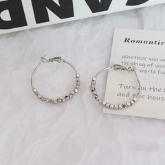 Ladies Large Circle Small Rhinestone Decorative Hoop Earring Fashion Stylish Trendy Lightweight Jewelry Accessories for Daily