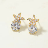 Fashion Rhinestone Swan Glitter Dainty Drop Earrings for Girls Sweet Flowers Jewellry for Women Ladies Accessories Wholesale