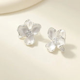 Simple Minimalistic Flower Rhinestone Glitter Stud Earrings for Girls Elegant Floral Jewelry for Women Ladies Accessories Chic