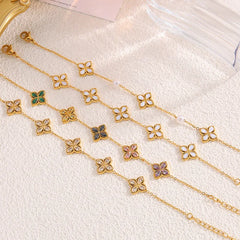 Fashionable Zircon Four-leaf Clover Bracelet for Girl Refined Unique Light Luxury High-end Jewelry Women's Accessories Wholesale