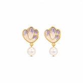 Fashion S925 Silver Freshwater Pearl Copper 18K Gold Plated Drop Earrings for Girls Sweet Jewelry for Women Ladies Wholesale