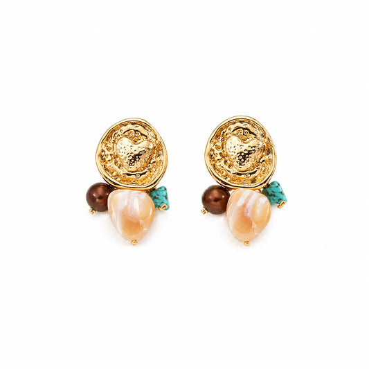 Ladies Shell Turquoise S925 Silver Freshwater Pearl Stud Earring Elegant Charms Dainty Low MOQ in Stock Bulk Jewelry for Women