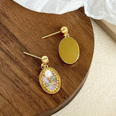 Female S925 Silver Freshwater Pearl 18k Gold-plated Flower Hand-Painted Graffiti Drip Glaze Necklace Earring in Stock Jewelry