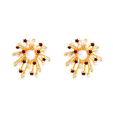Gold Electroplated Zircon Stud Earrings Engraved Fireworks Imitation Pearl Ear Studs Fashion Exquisite Earring Jewelry for Women