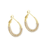 French Imitation Pearl Twisted Hoop Earring 14K Gold Plated Women Elegant Geometric Earrings Fashion Jewelry for Party Wholesale