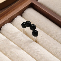 Unisex Black Brown Tiger Eye Beads Colorfast Obsidian Rings Fashion Charms Factory Price Low MOQ in Stock Jewelry for Daily