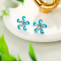 Women Flower Shape New Design Small Rhinestone Stud Earring Fashion Trendy Sparking Wholesale Jewelry Accessories for Daily Use