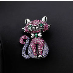 Fashion Glitter Rhinestone Sparking Cats Animals Brooches Puppy Sweet Elegant Pins Jewelry for Women Ladies Accessories Hot Sale
