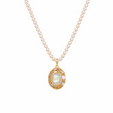 Ladies Flower Rhinestone 18k Gold-plated Freshwater Pearl Hand-Painted Drip Glaze Factory Price in Stock Pendant Necklace