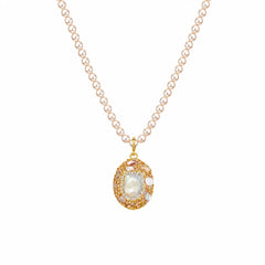 Ladies Flower Rhinestone 18k Gold-plated Freshwater Pearl Hand-Painted Drip Glaze Factory Price in Stock Pendant Necklace
