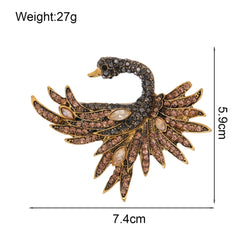 Fashion Glitter Swan Elegant French Style Brooches for Girls Sparking Charms Pins Jewelry for Women Ladies Accessories Sweet