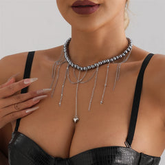 Fashion Tassel Heart Shaped Simple Necklaces for Girls Beads Spicy Sweet Jewelry for Women Ladies Accessories Chinese Supplier