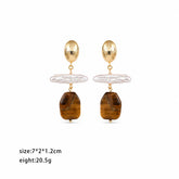 Fashion Baroque Pearl Golden Tiger Eye Stone S925 Silver Drop Earrings for Girls Trendy Jewelry for Women Ladies Wholesale