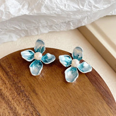 Fashion S925 Silver Freshwater Pearl Flower Stud Earrings for Girls Elegant Copper 18K Gold Plated Jewelry for Women Ladies