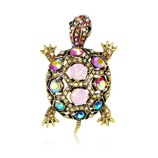 Fashion Tortoise Glitter Sparkle Trendy Brooches for Girls Sweet Glamorous Charms Pins Jewelry for Women Ladies Accessories