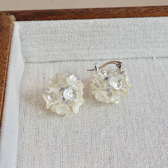 Female Heart Circle Flower Decorative Small Hoop Drop Earring Fashion Sequined Charms Luxurious Wholesale Jewelry Accessories