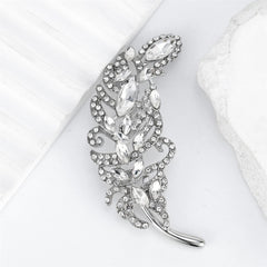 Fashion Rhinestone Glitter Sparking Feather Brooches for Girls Elegant Dainty Sweet Pins Jewelry for Women Ladies Accessories