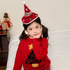 2025 Christmas Solid Color Classic Letter Hair Band for Baby Girls Sweet Fashion Deer Head Band for Kids Child Hair Accessories