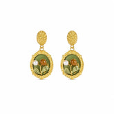 Fashion Vintage Flower Copper 18K Gold Plated S925 Silver Freshwater Pearl Drop Earrings for Girls Jewelry for Women Ladies