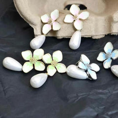 Women Flower Imitation Pearl Decorative Small Drop Earring Fashion Elegant Sweet Charms Affordable Bulk Daily Jewelry Accessory