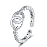 Women's Hollowed-out Double-ring Rings Customizable Dainty Fashionable Rings Jewelry European and American Accessories Wholesale