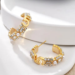Fashionable Earrings Women Small Glitter Zircon Digital 5 Luxury High-end Unique Ear Ring for Daily Wear Ear Jewelry Accessory