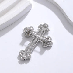 Fashion Glitter Gothic Sparkle Cross Trendy Brooches for Girls Glamorous Charms Pins Jewelry for Women Ladies Accessories Chic
