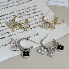 Women Creative Design Bear Lock Decorative Small Circle Hoop Earring Fashion Elegant Clamorous Wholesale Jewelry Accessories