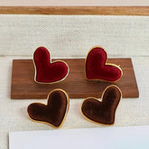 Fashion Heart Shaped Designer Velvet Simple Stud Earrings for Girls Simple Art Deco Dainty Jewelry for Women Ladies Accessories