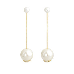Long Imitation Pearl Tassel Stud Earrings Simple and Elegant Drop Earrings Women's Unique Fashionable Stylish Jewelry Wholesale