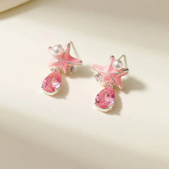 Glitter Rhinestone Star Flower Drop Earrings for Girls Fashion Simple Ocean Jewelry for Women Lady Accessories Chinese Supplier