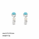 Fashion Tiger Eye Stone Turquoise Copper Hoop Earrings for Girls Simple Trendy Jewelry for Women Ladies Wholesale China Factory