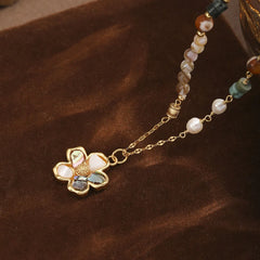 Fashion Natural Stone Shell Glass Pearl Flower Beads Pendent Necklaces for Girls Jewelry for Women Ladies Wholesale Bulk