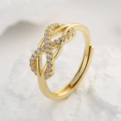 Fashion Figure-eight Rings Line Crossed Inverted with Cubic Zirconia Ring Women Hollowed-out Design Accessory Jewelry Wholesale
