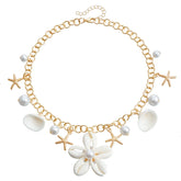 Fashion Beach Flower Shell Boho Necklaces for Girls Sweet Earrings for Women Ladies Jewelry Sets Suits Accessories Wholesale
