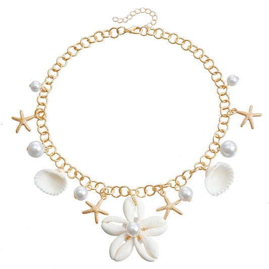 Fashion Beach Flower Shell Boho Necklaces for Girls Sweet Earrings for Women Ladies Jewelry Sets Suits Accessories Wholesale
