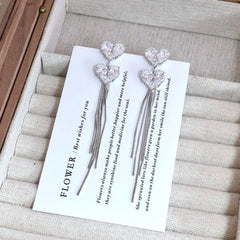 Ladies Heart Tassel Imitation Pearl Decorative Drop Earring Fashion Elegant Graceful Charms High Quality Bulk Jewelry Accessory