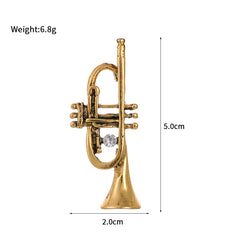 Fashion Trumpet Music Sweet Brooches for Girls Simple Minimalistic Elegant Pins Jewelry for Women Ladies Accessories Wholesale