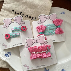 Fashion Cute Bowknot Imitation Pearl Hair Clips for Baby Girls Trendy Stylish Snap Clips for Kids Children Hair Accessories