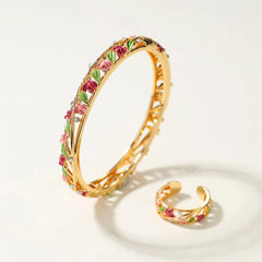 Luxury Dainty Bold Fashion Trendy Bangles Elegant Rings for Girls Graceful Stylish Jewelry Sets for Women Ladies Accessories