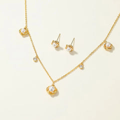 Fashion Trendy Stylish Refined Luxury Necklaces for Girls Sweet Stud Earrings Jewelry Sets for Women Ladies Accessories Chic