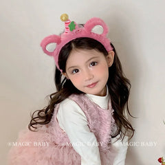 Sweet Cute Fashion Animals Bear Head Bands for Baby Girls Trendy Fluffy Kawaii Hair Bands for Kids Children Hair Accessories