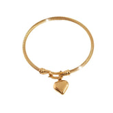 Fashion Elegant Heart Bangles Stainless Steel Sweet Cute Modern Trendy Bracelets Jewelry for Women Ladies Accessories Wholesale