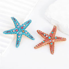 Fashion Starfish Sweet Trendy Ocean Brooches for Girls Glitter Glamorous Pins Jewelry for Women Ladies Accessories Wholesale