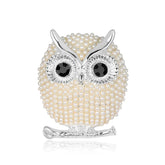 Fashion Luxury Imitation Pearl Owl Sweet Brooches for Girls Elegant Glamorous Charms Pins Jewelry for Women Ladies Accessories