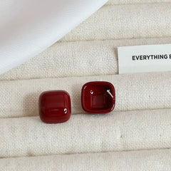 Red Simple Solid Color Fashion Stud Earrings for Girls Sweet Cute Jewelry for Women Ladies Bijuterias Wholesale Light Weight