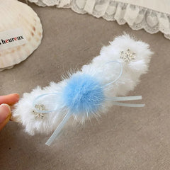 Fashion Snow Flake Fluffy Hair Clips for Girls Ribbon Bowknot Banana Clips for Women Ladies Hair Accessories Chinese Supplier