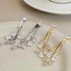 Fashion Trendy Luxury Vintage Refined Drop Earrings for Girls Graceful Tassel Jewelry for Women Ladies Accessories Wholesale
