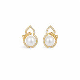 Fashion Freshwater Pearl Gourd Drop Earrings for Girls Sweet Cubic Zirconia 18K Gold Plated Jewelry for Women Ladies Wholesale